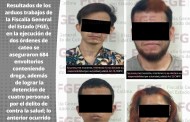 Durante cateos<br>FGE localiza más de 600 envoltorios con metanfetamina y marihuana; 4 personas son detenidas