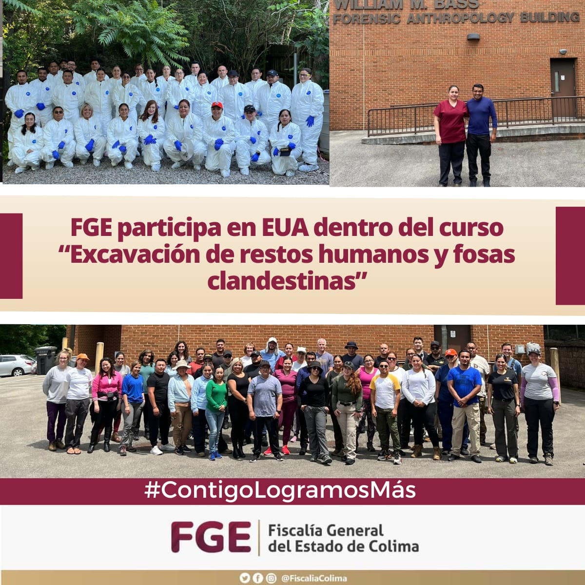 FGE<br>Participa en EUA dentro del curso<br>“Excavación de restos humanos y fosas clandestinas”