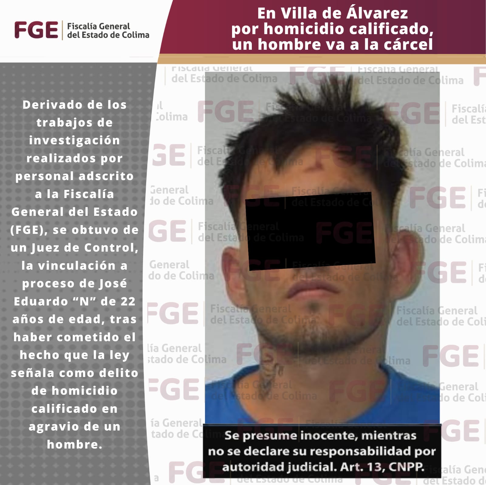 En Villa de Álvarezpor homicidio calificado, un hombre va a la cárcel